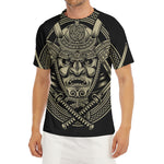 Samurai Warrior Mask Print Men's Short Sleeve Rash Guard