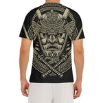 Samurai Warrior Mask Print Men's Short Sleeve Rash Guard