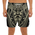 Samurai Warrior Mask Print Men's Split Running Shorts