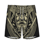 Samurai Warrior Mask Print Men's Sports Shorts