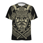Samurai Warrior Mask Print Men's Sports T-Shirt