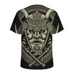 Samurai Warrior Mask Print Men's Sports T-Shirt