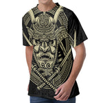 Samurai Warrior Mask Print Men's Velvet T-Shirt
