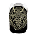 Samurai Warrior Mask Print Mesh Laundry Hamper