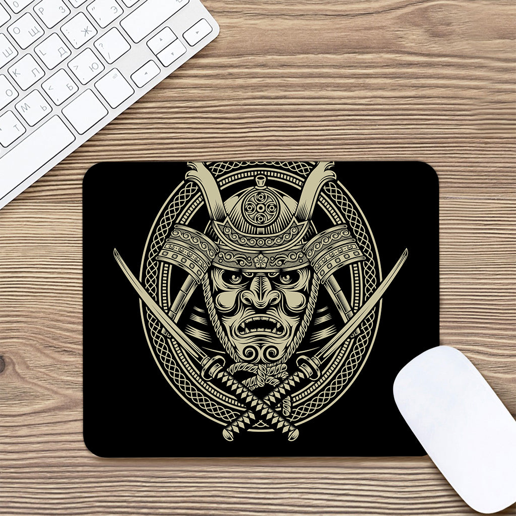 Samurai Warrior Mask Print Mouse Pad