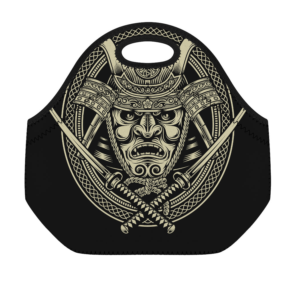 Samurai Warrior Mask Print Neoprene Lunch Bag