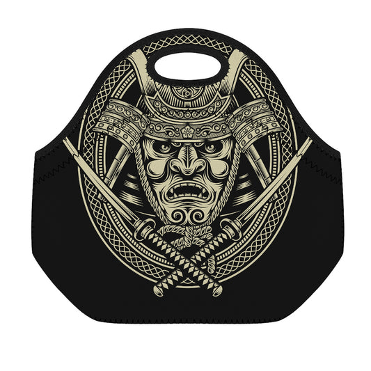 Samurai Warrior Mask Print Neoprene Lunch Bag