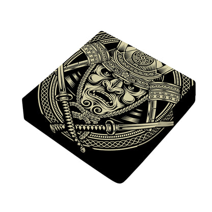 Samurai Warrior Mask Print Outdoor Seat Cushion Cover