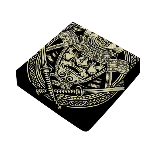 Samurai Warrior Mask Print Outdoor Seat Cushion Cover