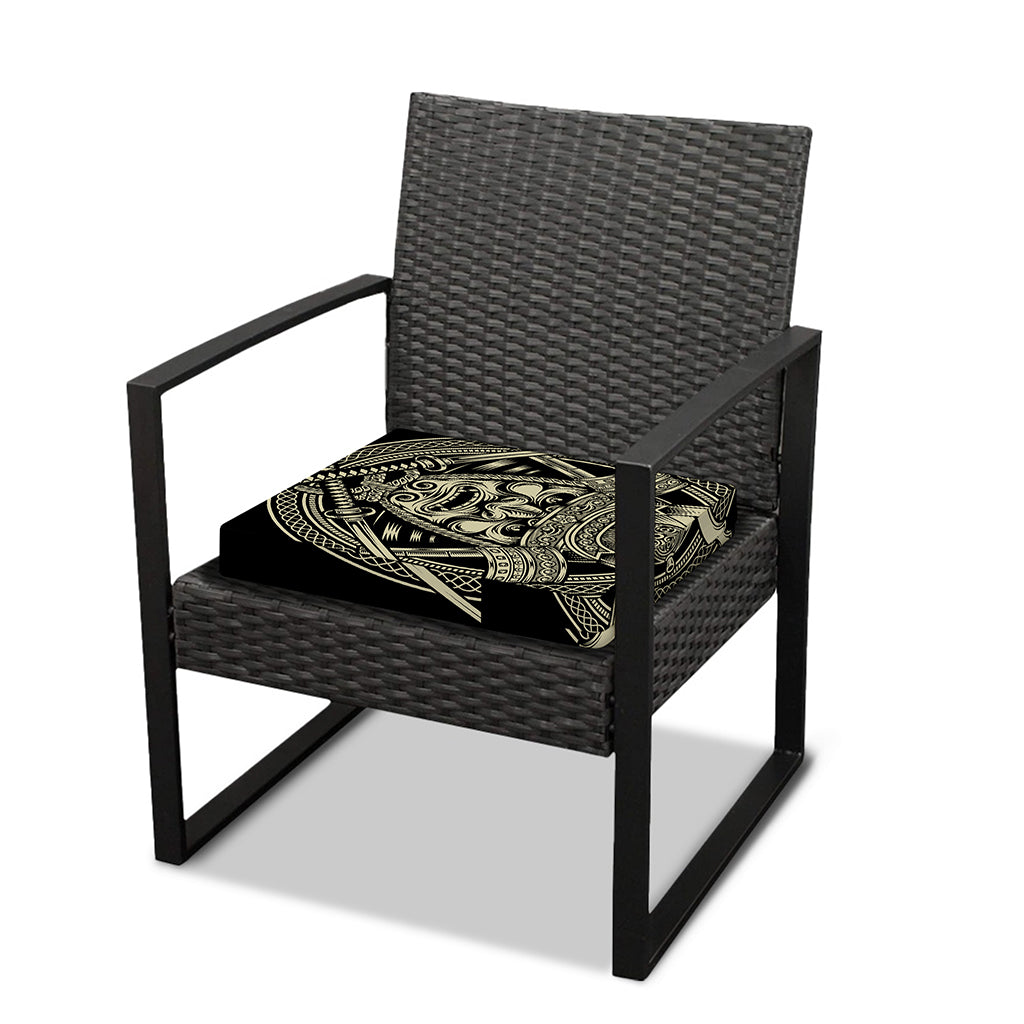 Samurai Warrior Mask Print Outdoor Seat Cushion Cover
