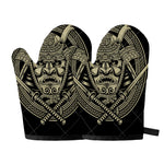 Samurai Warrior Mask Print Oven Mitts