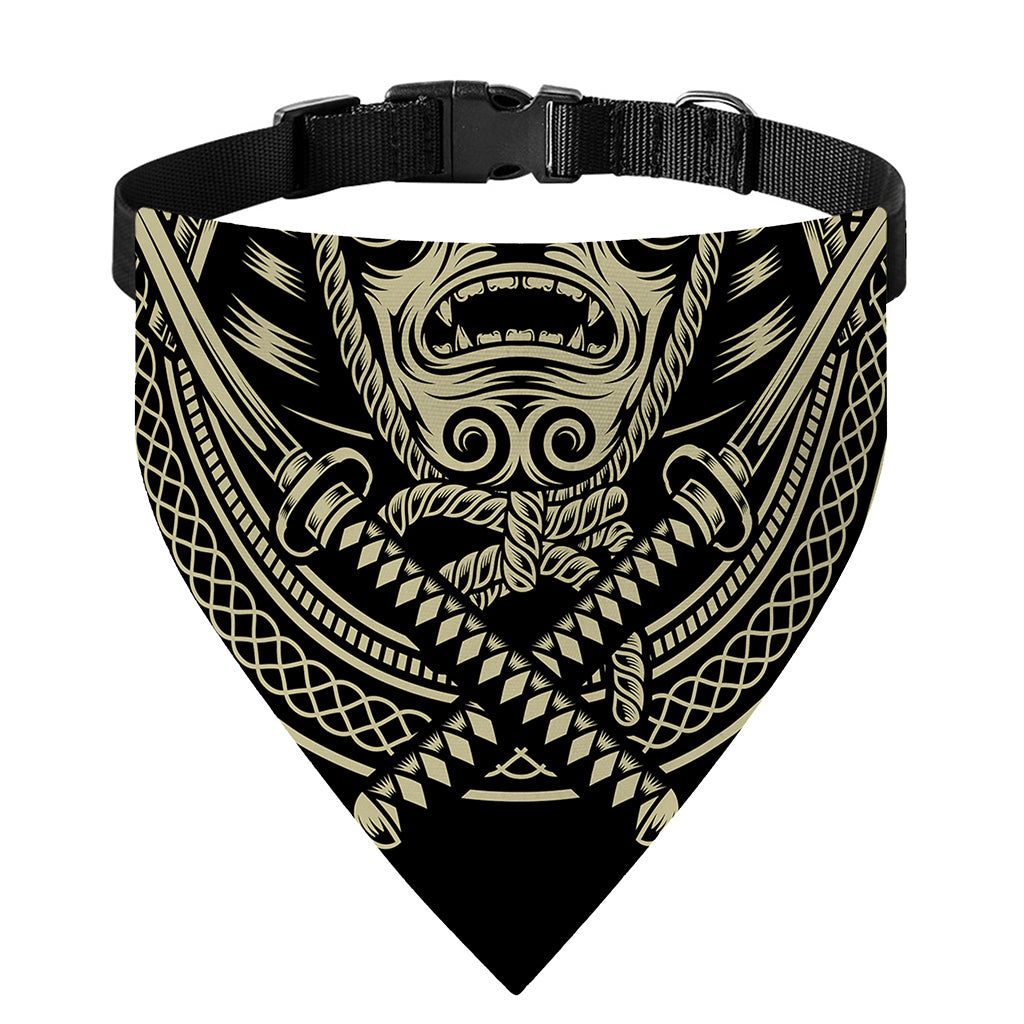 Samurai Warrior Mask Print Over The Collar Dog Bandana