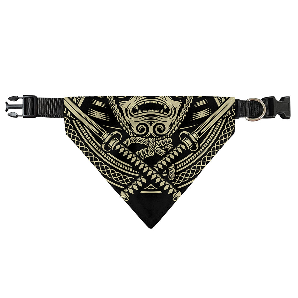 Samurai Warrior Mask Print Over The Collar Dog Bandana