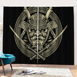 Samurai Warrior Mask Print Pencil Pleat Curtains