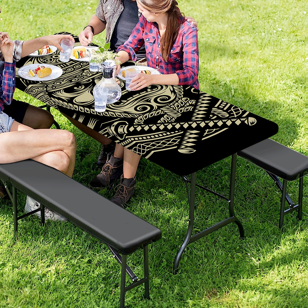 Samurai Warrior Mask Print Picnic Table Cover