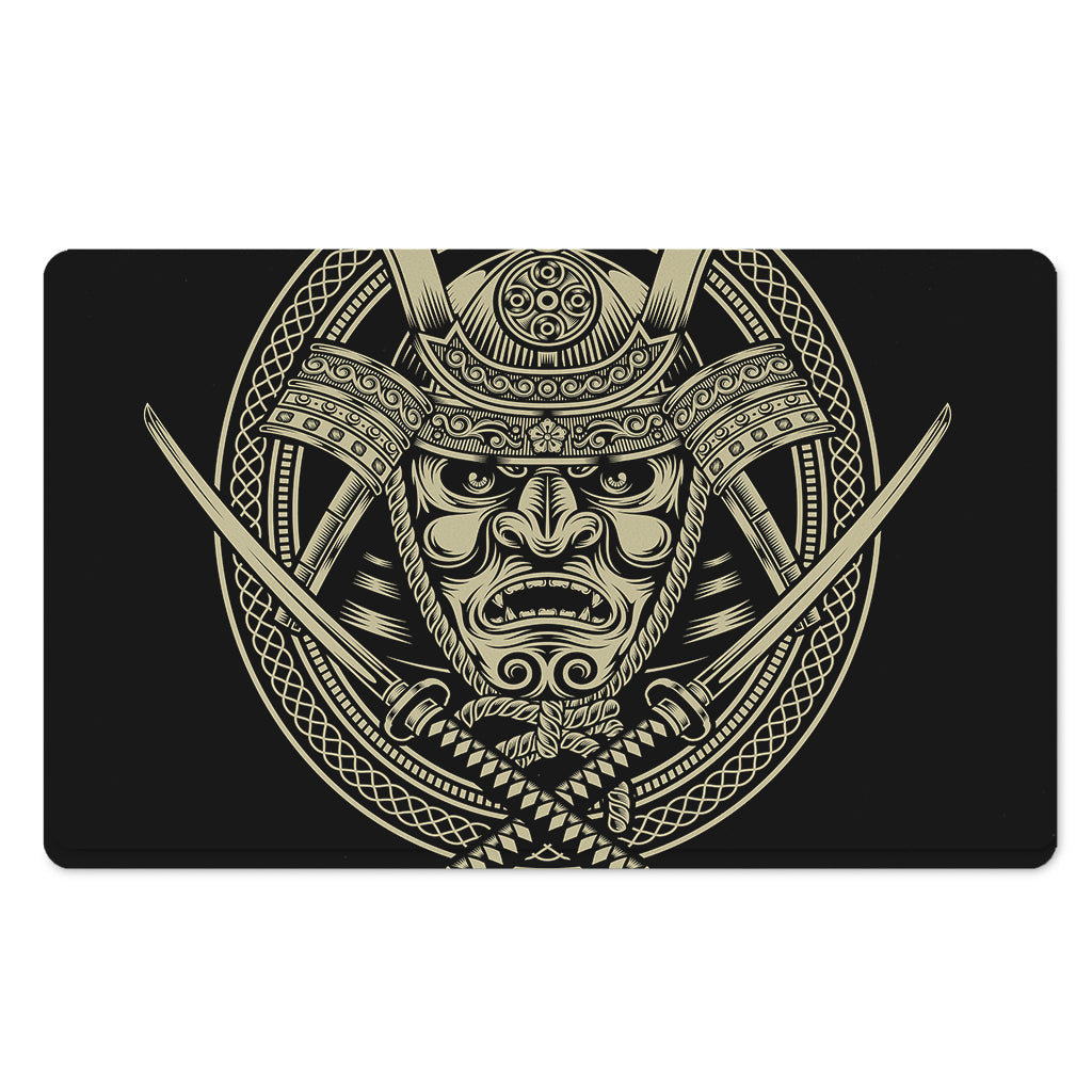 Samurai Warrior Mask Print Polyester Doormat