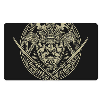 Samurai Warrior Mask Print Polyester Doormat