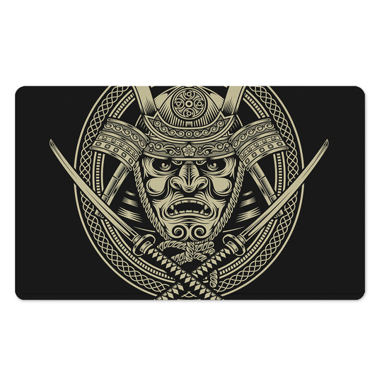 Samurai Warrior Mask Print Polyester Doormat