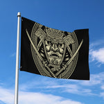 Samurai Warrior Mask Print Polyester Flag
