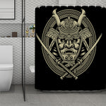 Samurai Warrior Mask Print Polyester Shower Curtain
