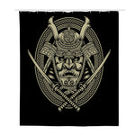 Samurai Warrior Mask Print Polyester Shower Curtain