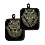 Samurai Warrior Mask Print Pot Holders