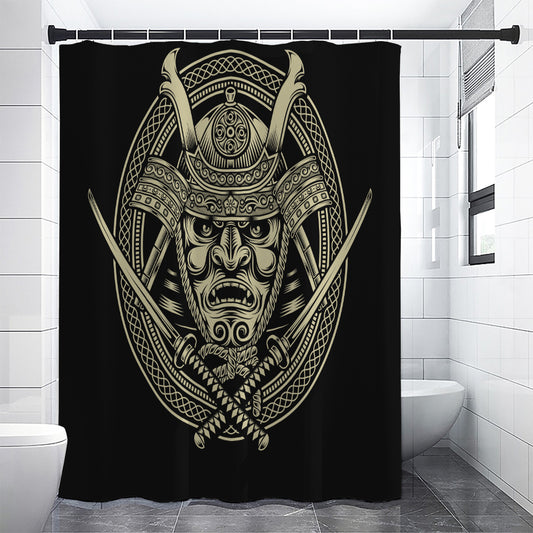 Samurai Warrior Mask Print Premium Shower Curtain