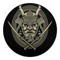 Samurai Warrior Mask Print Round Blanket