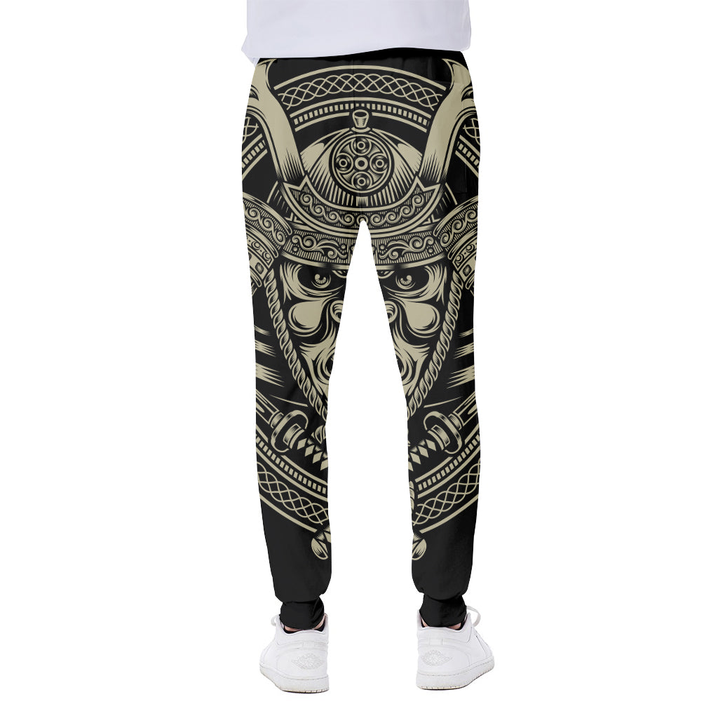 Samurai Warrior Mask Print Scuba Joggers
