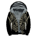 Samurai Warrior Mask Print Sherpa Lined Zip Up Hoodie