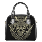Samurai Warrior Mask Print Shoulder Handbag