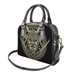 Samurai Warrior Mask Print Shoulder Handbag