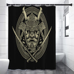 Samurai Warrior Mask Print Shower Curtain