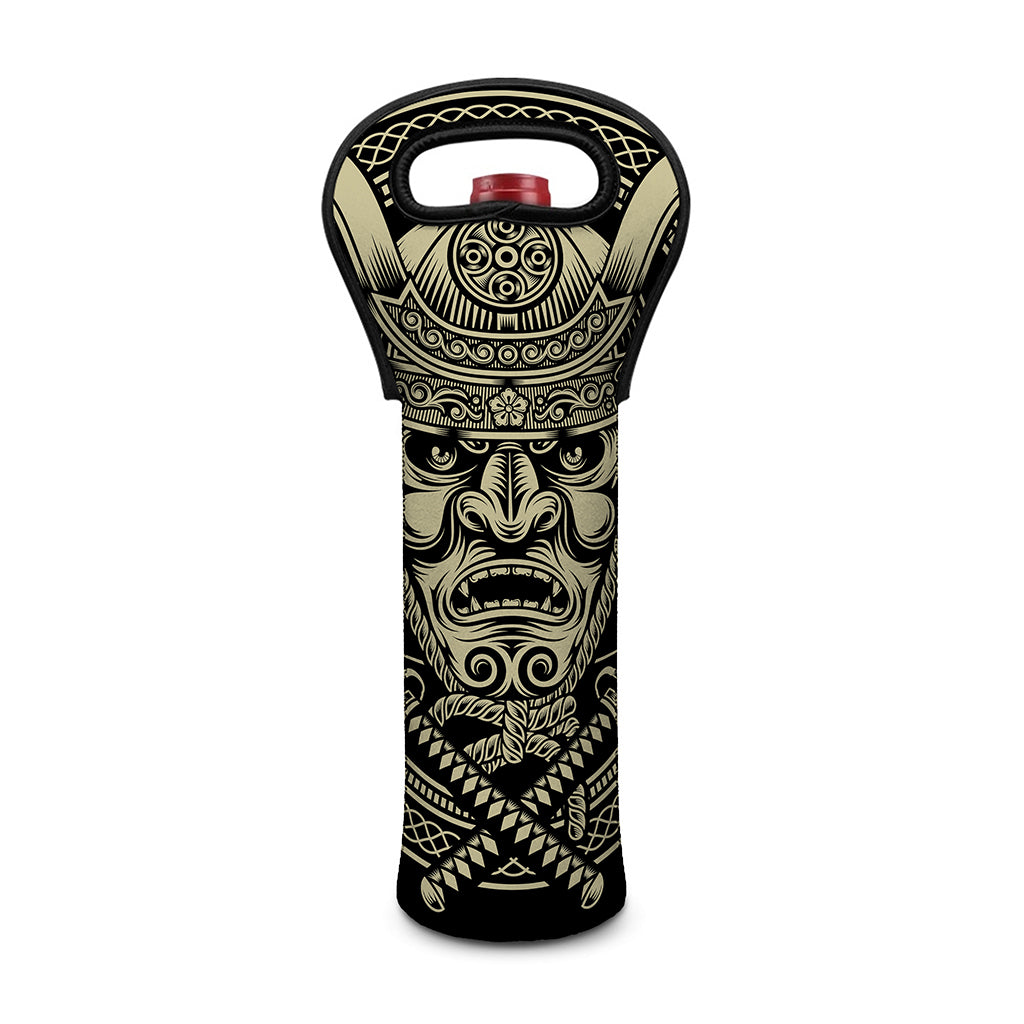 Samurai Warrior Mask Print Single Neoprene Wine Tote
