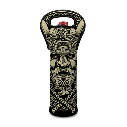 Samurai Warrior Mask Print Single Neoprene Wine Tote
