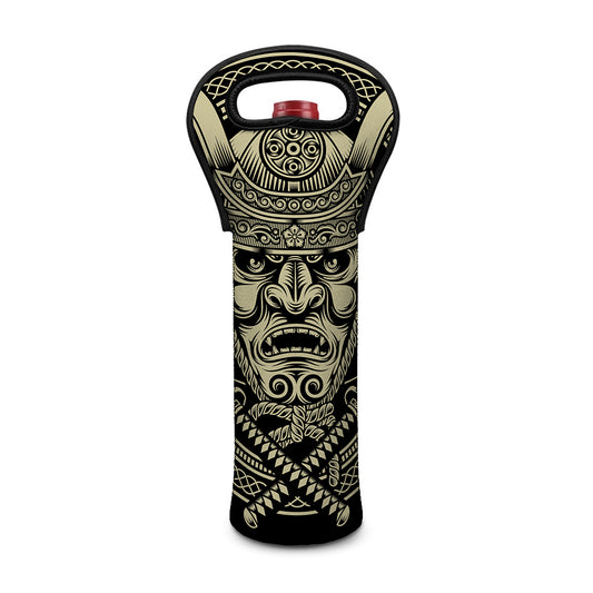 Samurai Warrior Mask Print Single Neoprene Wine Tote