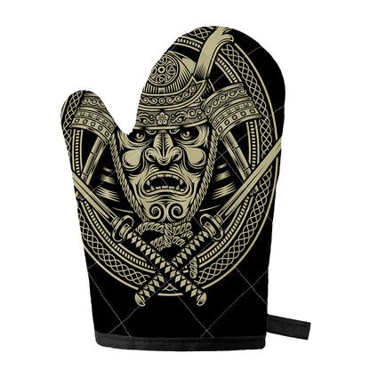 Samurai Warrior Mask Print Single Oven Mitt