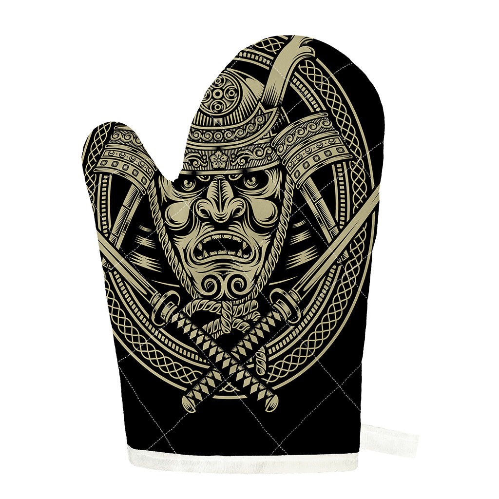 Samurai Warrior Mask Print Single Oven Mitt