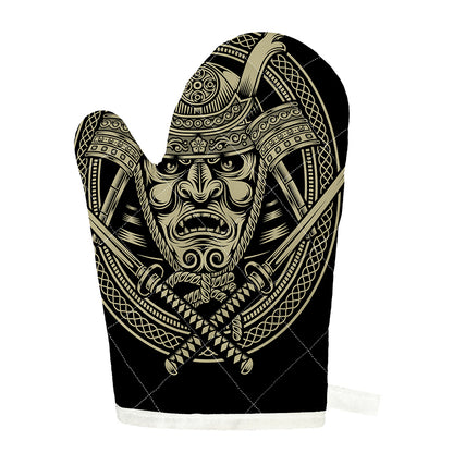 Samurai Warrior Mask Print Single Oven Mitt