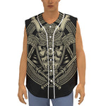 Samurai Warrior Mask Print Sleeveless Baseball Jersey