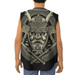 Samurai Warrior Mask Print Sleeveless Baseball Jersey