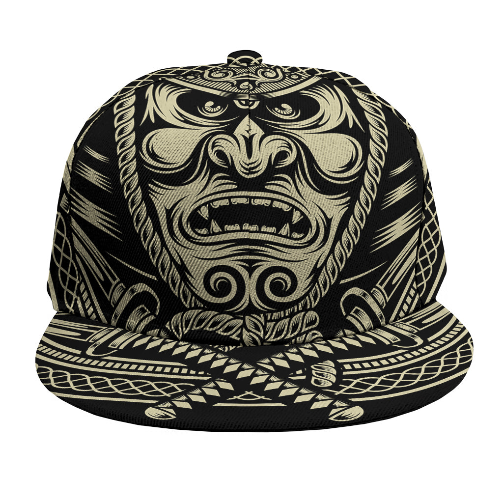 Samurai Warrior Mask Print Snapback Cap
