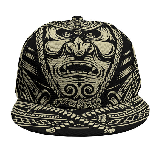 Samurai Warrior Mask Print Snapback Cap