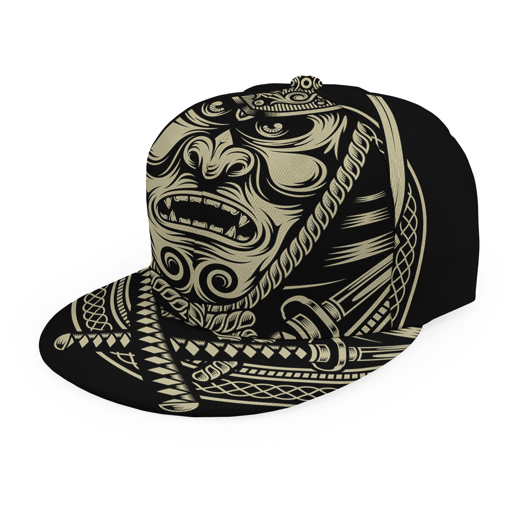Samurai Warrior Mask Print Snapback Cap