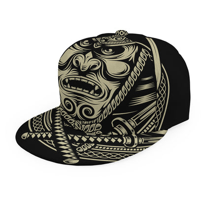 Samurai Warrior Mask Print Snapback Cap