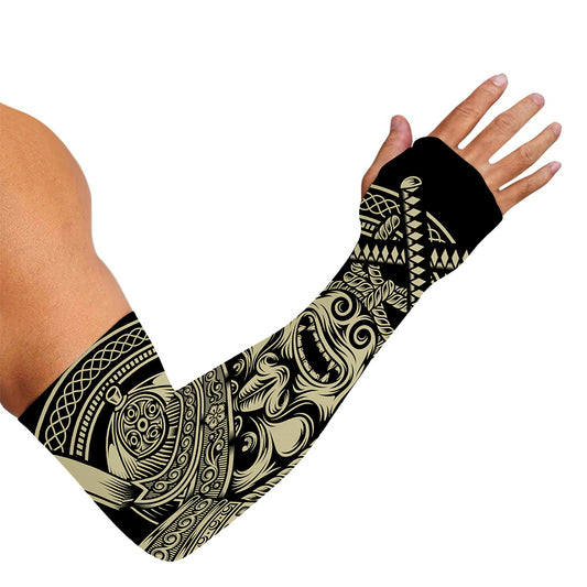 Samurai Warrior Mask Print Sun Protection Arm Sleeves