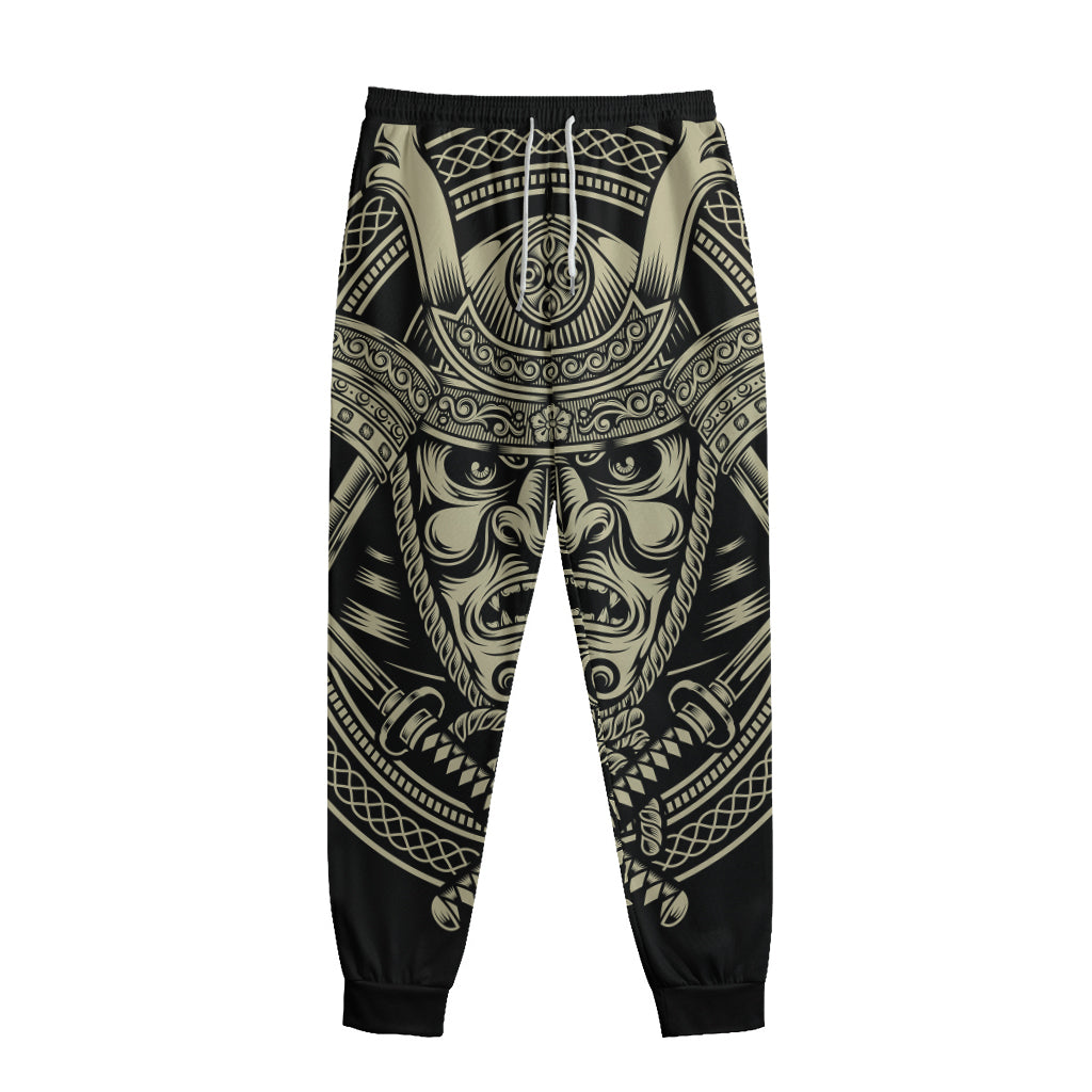 Samurai Warrior Mask Print Sweatpants