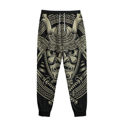 Samurai Warrior Mask Print Sweatpants