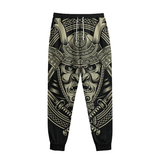 Samurai Warrior Mask Print Sweatpants