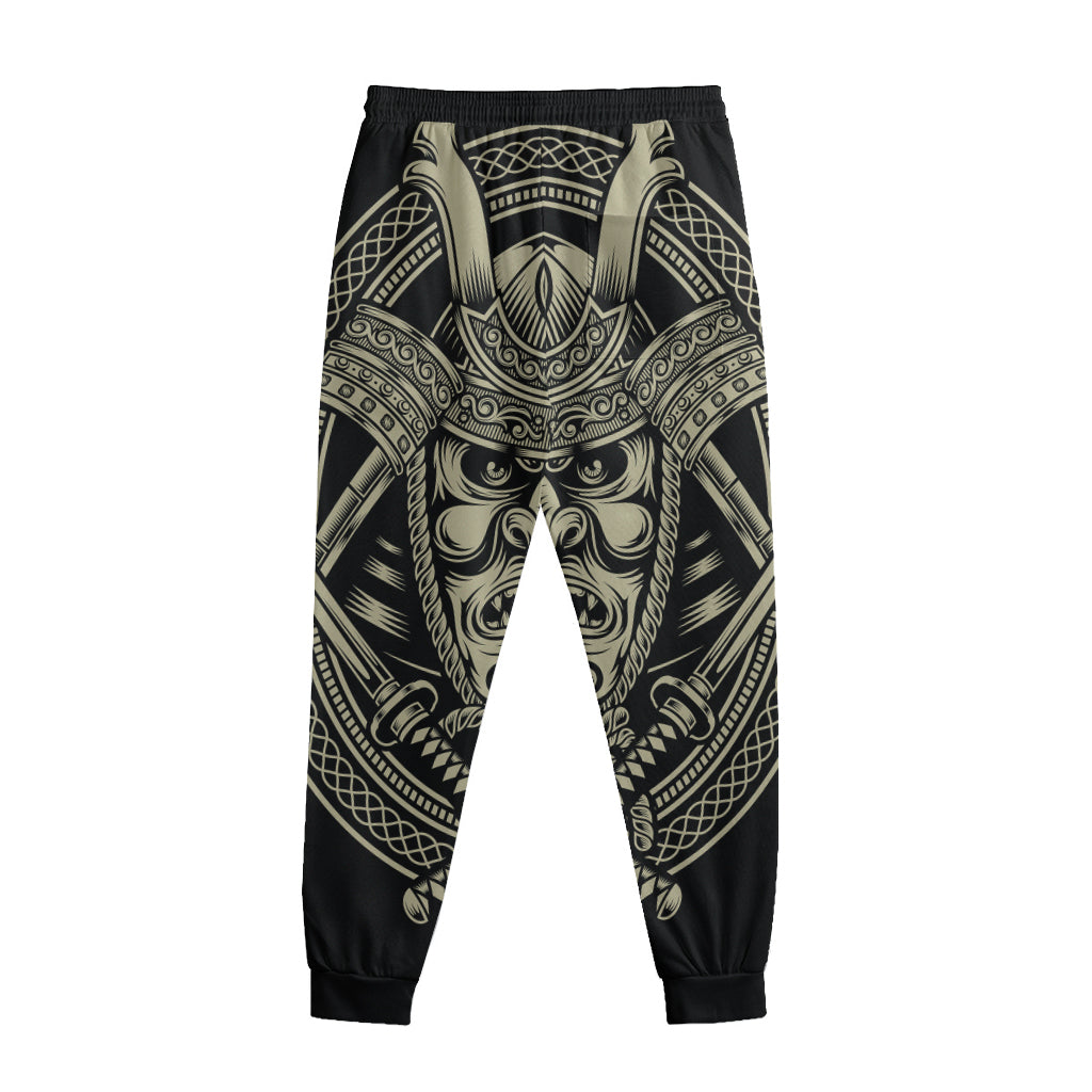 Samurai Warrior Mask Print Sweatpants